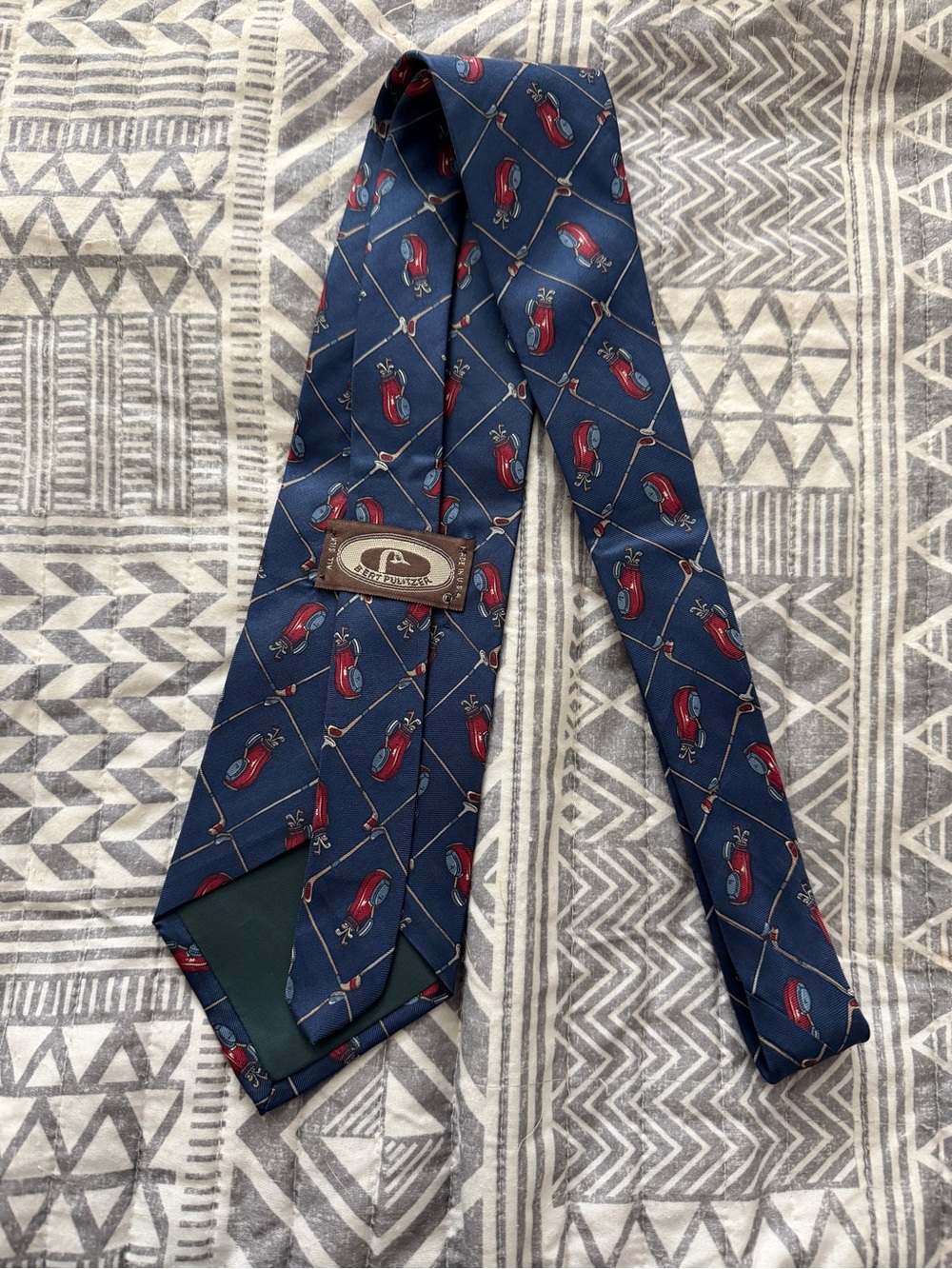 Bert Pulitzer 100% Silk Golf Clubs Novelty Tie Blue Red Made USA Necktie